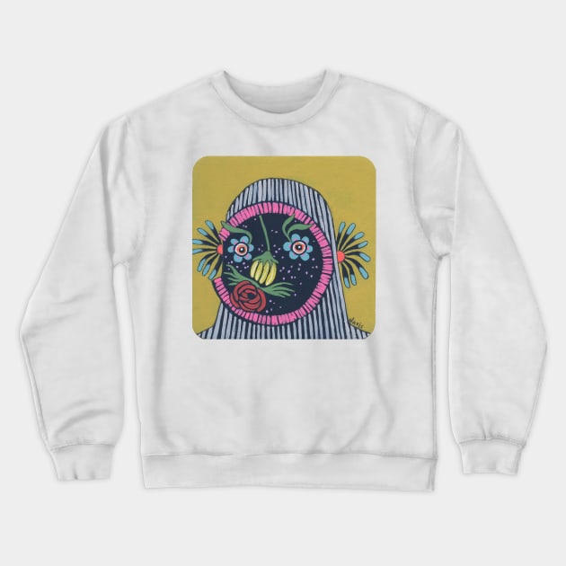 Flower Face Crewneck Sweatshirt by jenniferdavisart